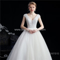 Long Train Lace sleeveless backless puffy short Wedding Dress Bridal Gowns